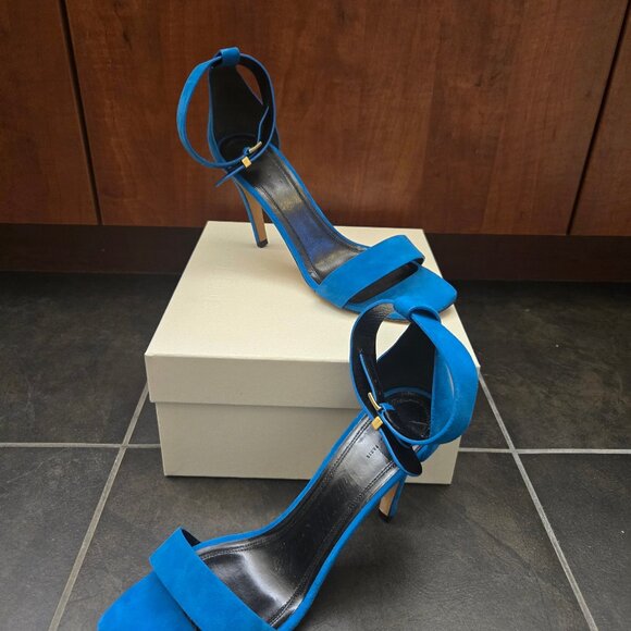 AUTH NWT Celine Phoebe Philo suede strappy heels, turquoise, size EU 40 - Picture 2 of 6